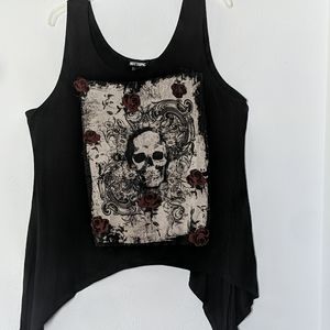 Hot Topic Sleeveless Skull and Roses Shirt
